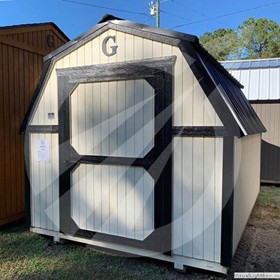 White 8x12 Graceland barn with black trim